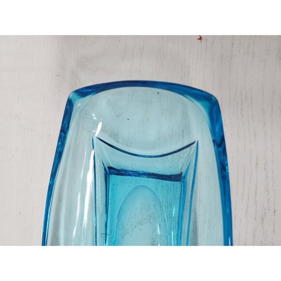 VTG Hazel Atlas Blue Glass Celery Dish Serving Tray Colony Square Rectangular - Picture 3 of 10
